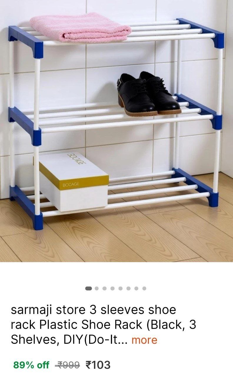 sarmaji store 3 sleeves shoe rack plastic