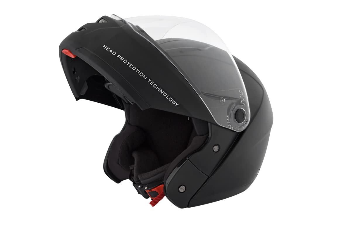 Studds Ninja ELITE Flip Up Full Face Helmet with Plain Center Strip (Black, L)