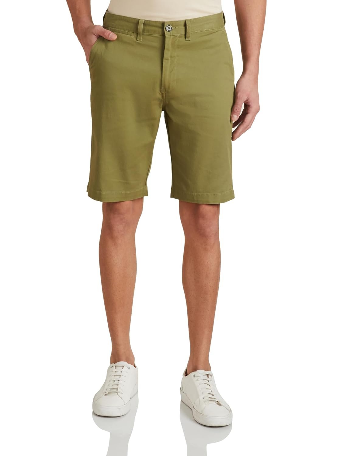 Amazon Brand - Symbol Men's Cotton Rich Stretchable Regular Fit Chino Shorts |Slant Pockets