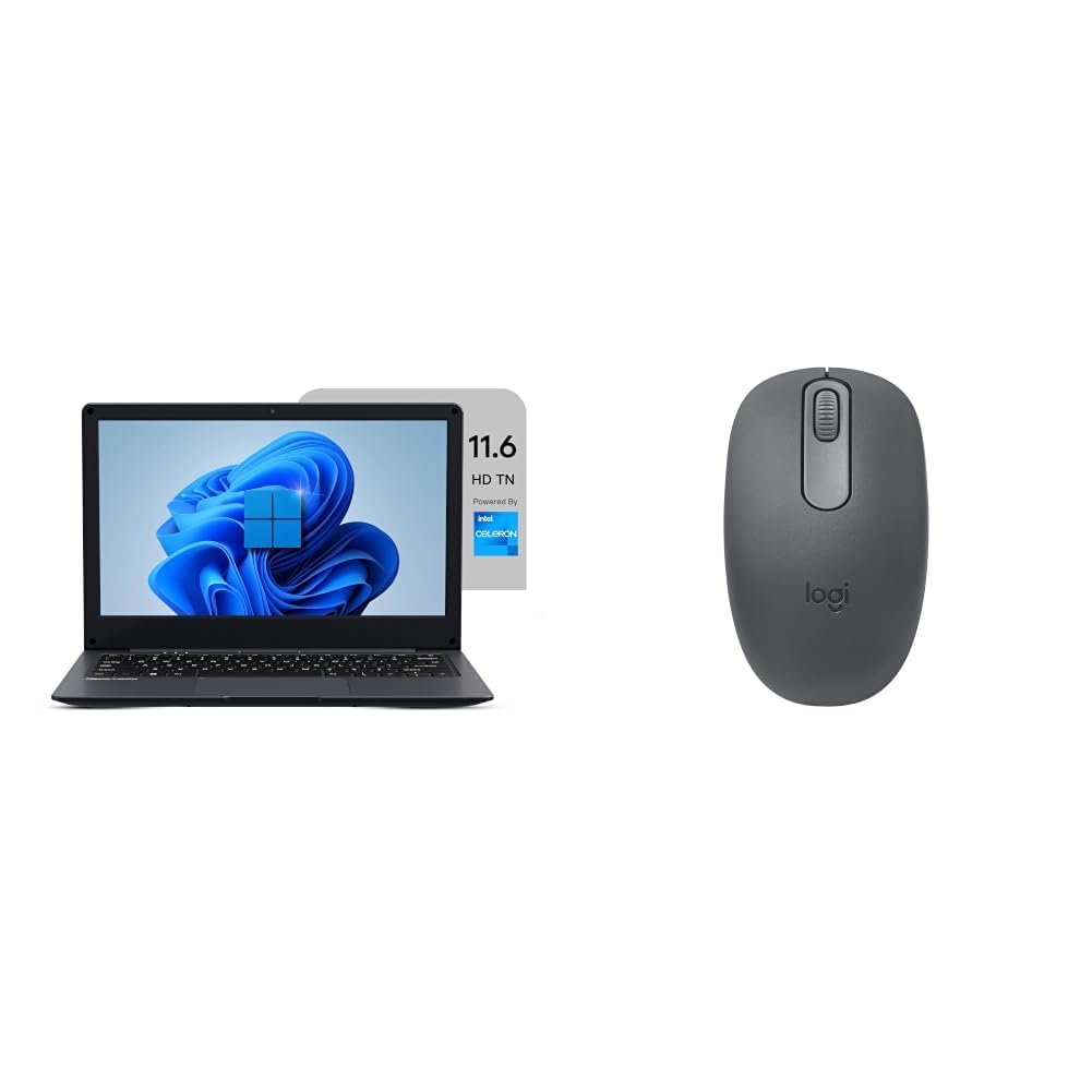 EBook 11.6" HD Laptop | Best Student & Office Work Laptop | Celeron N4020 | 4GB DDR4 | 128GB eMMC + M.2 SSD Expandable Slot | Win 11 Home |31Wh Battery | UHD Graphics 600 + Logitech M196 BT Mo