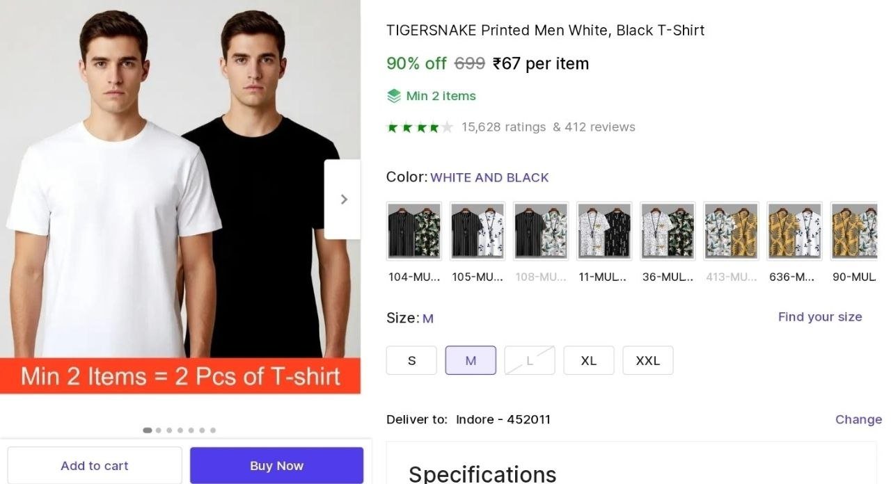 tigersnake printed men white black t shirt