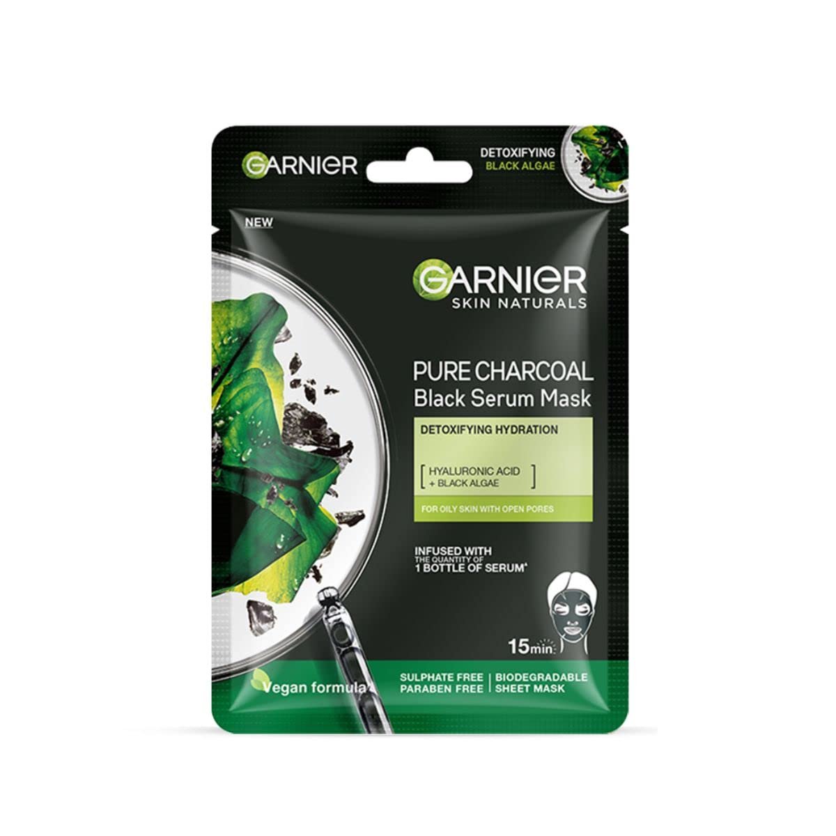 Garnier Black Serum Mask Pure Charcoal, Detoxifying Hydration, 28gm