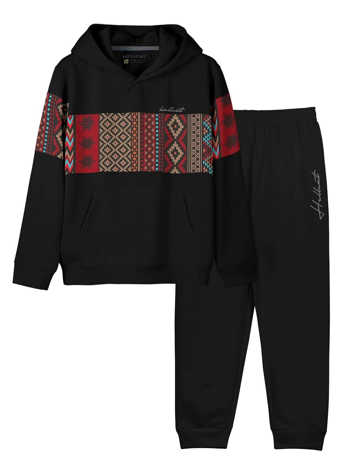 HELLCAT Trendy Printed Cotton Blend Hoodie T-shirt Jogger Trackpant Clothing Set for Boys - Pack of 1