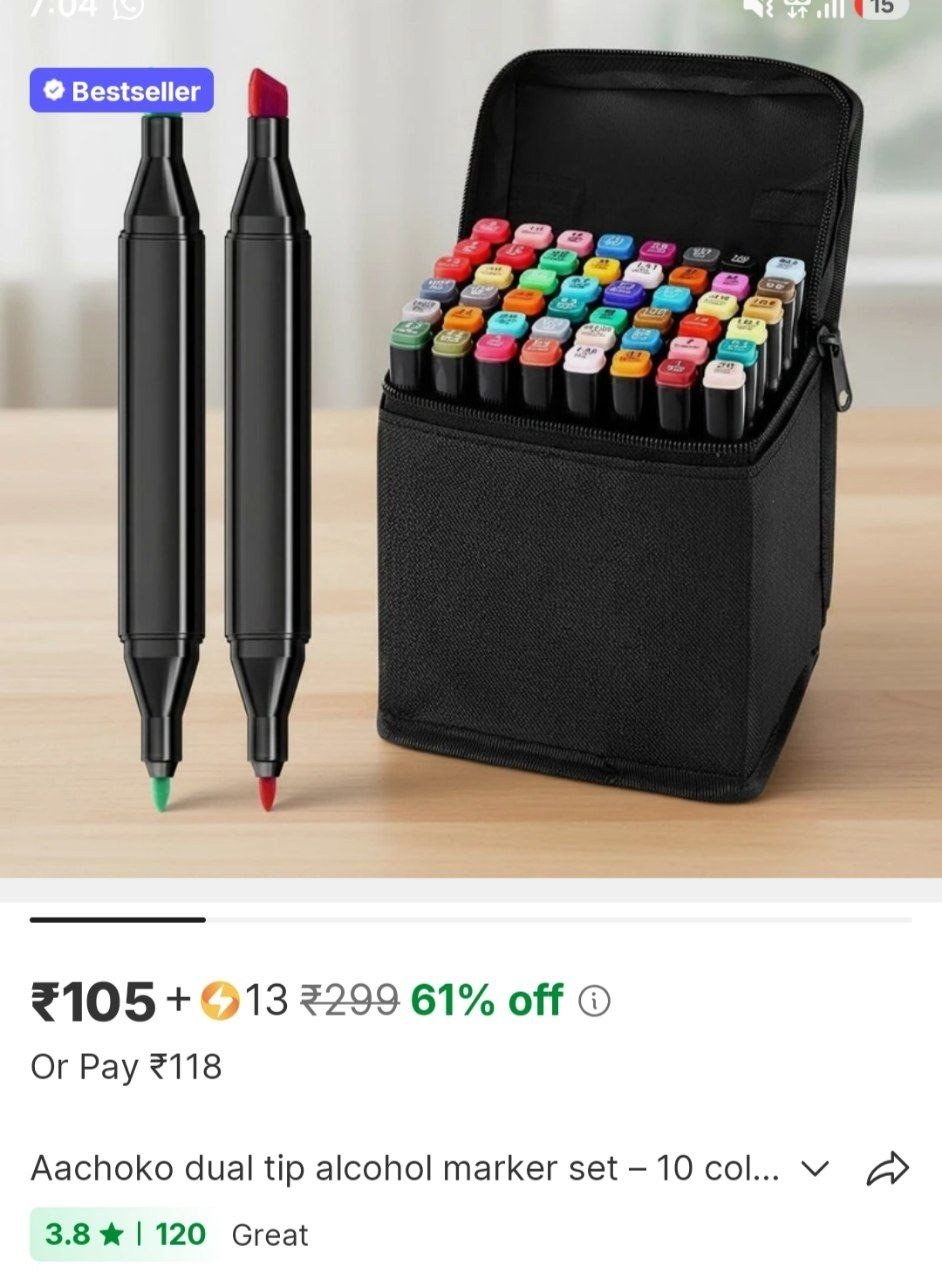 aachoko dual tip alcohol marker set 10 colors professional sketch pens with carry case