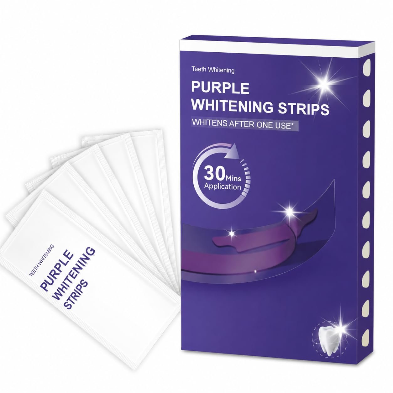 Purple Teeth Whitening Strips (7 Strips) | Peroxide-Free & Sensitivity-Free Enamel-Safe Oral Care with PAP & Hydroxyapatite | Self-Dissolving Strips for Yellow Stain Removal For Men & Wome