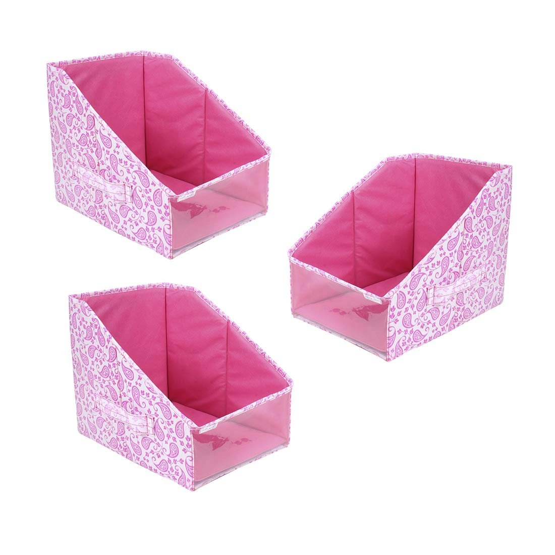 Prettykrafts 3 Pcs Non Woven Shirt Stacker/Cloth Organizer for Storage/Closet & Wardrobe Organizer for Storage/Foldable Shirt Organizer Cloth Storage Box (Purple)