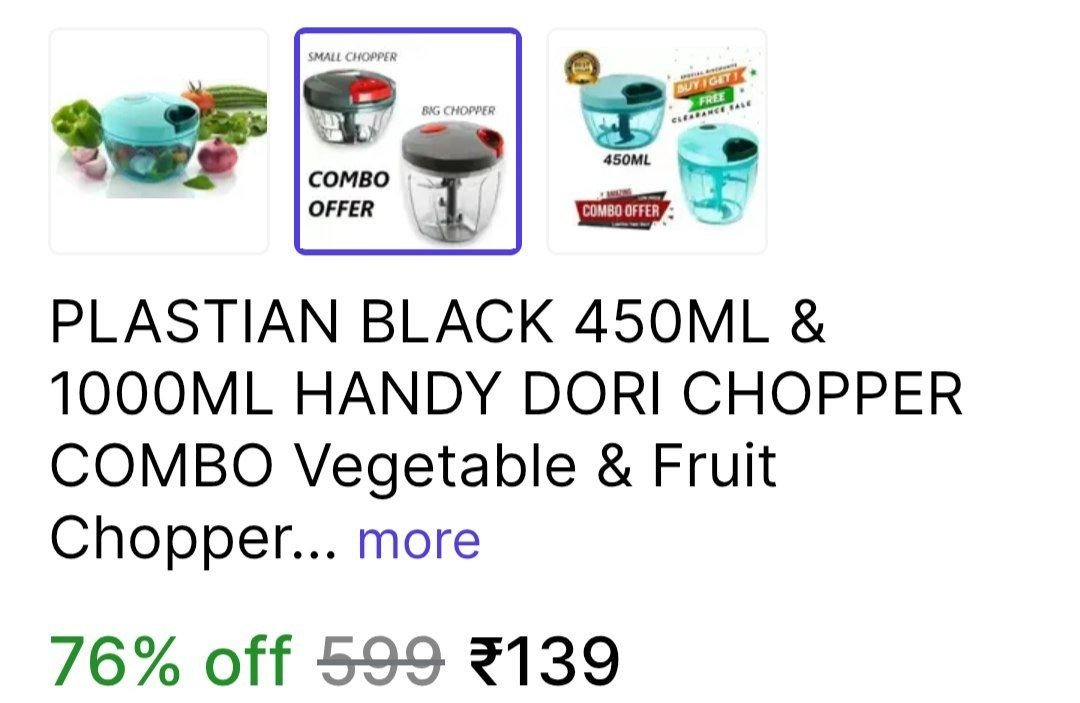 plastian black 450ml 1000ml handy dori chopper combo vegetable fruit