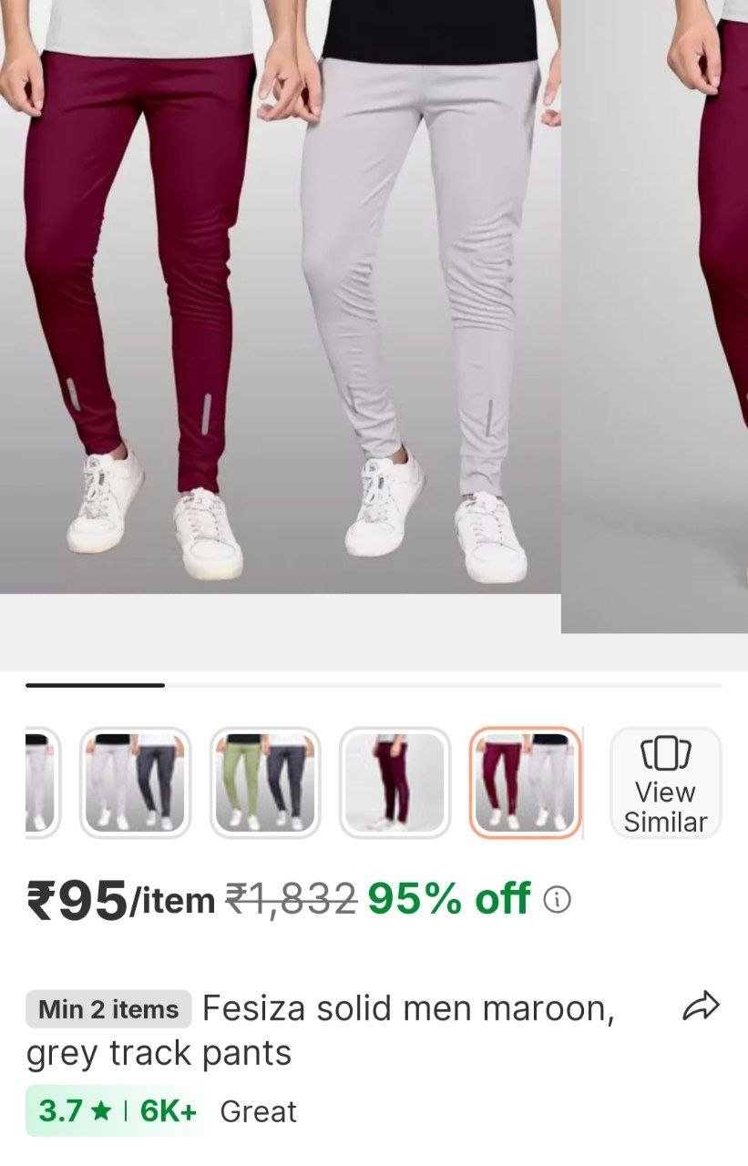 fesiza solid men maroon grey track pants