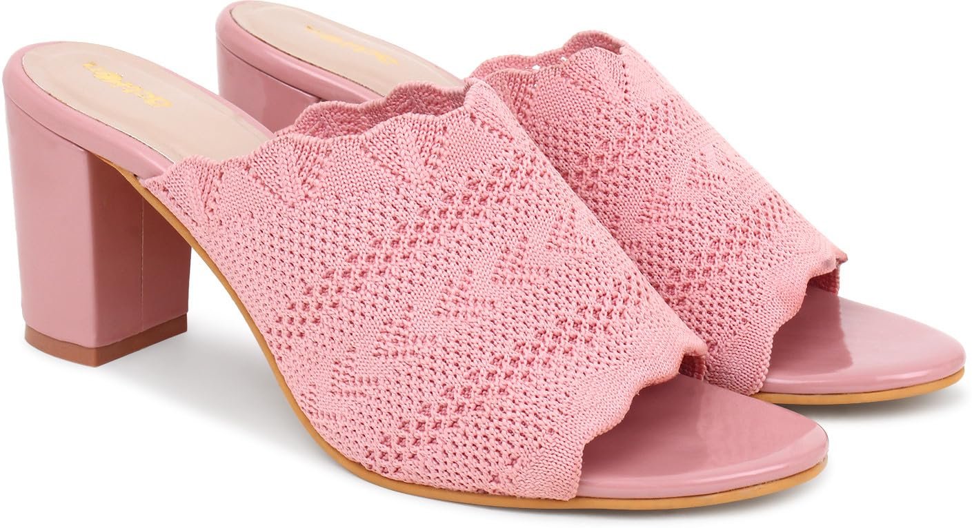Action Women's Knitted Mule Sandals| Block Heel 10cm| Nude| Peep-Toe Design_Beige