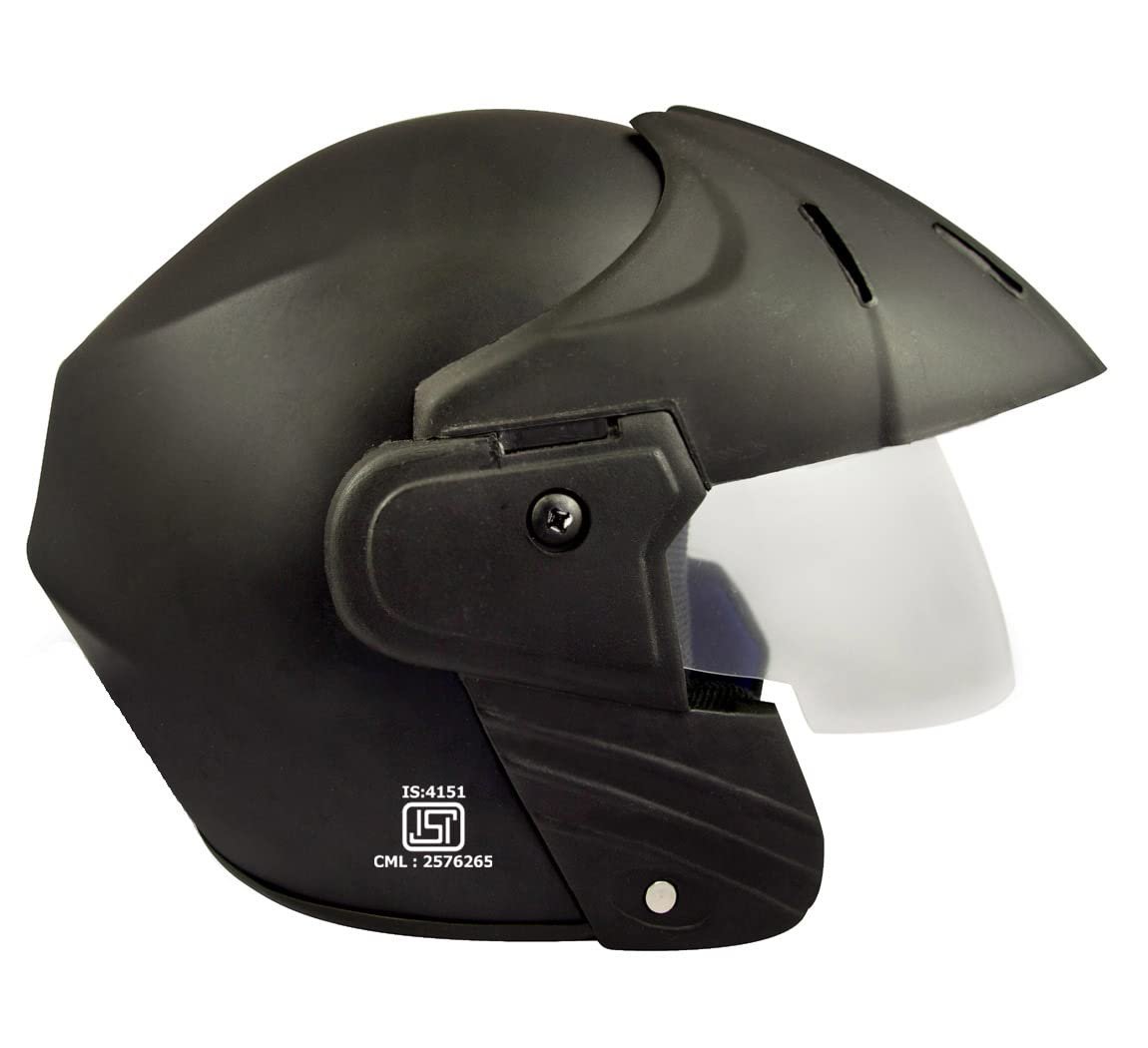 Sage Square Deltz Power (ISI Certified) Open Face Helmet , Black Matte , Small, ABS