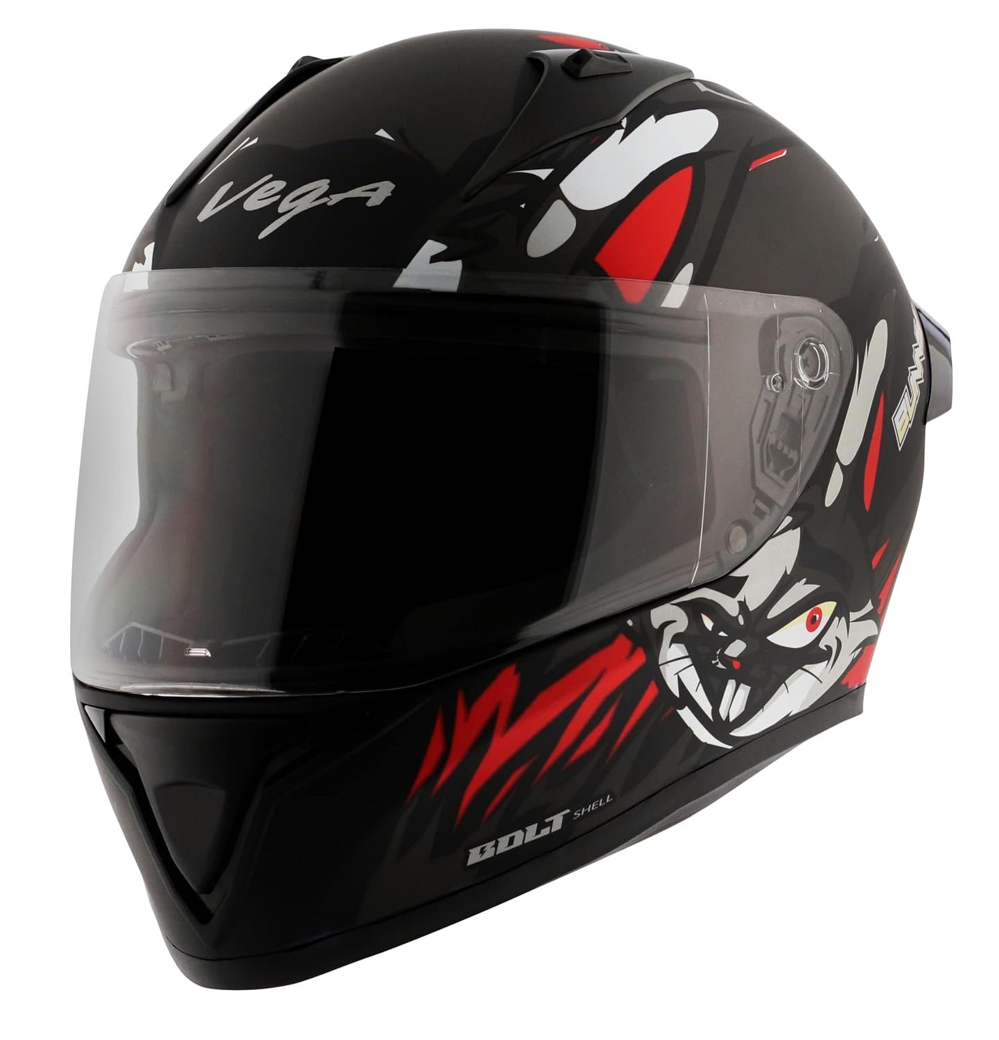 Vega Bolt Bunny Dull Black Red Helmet-L