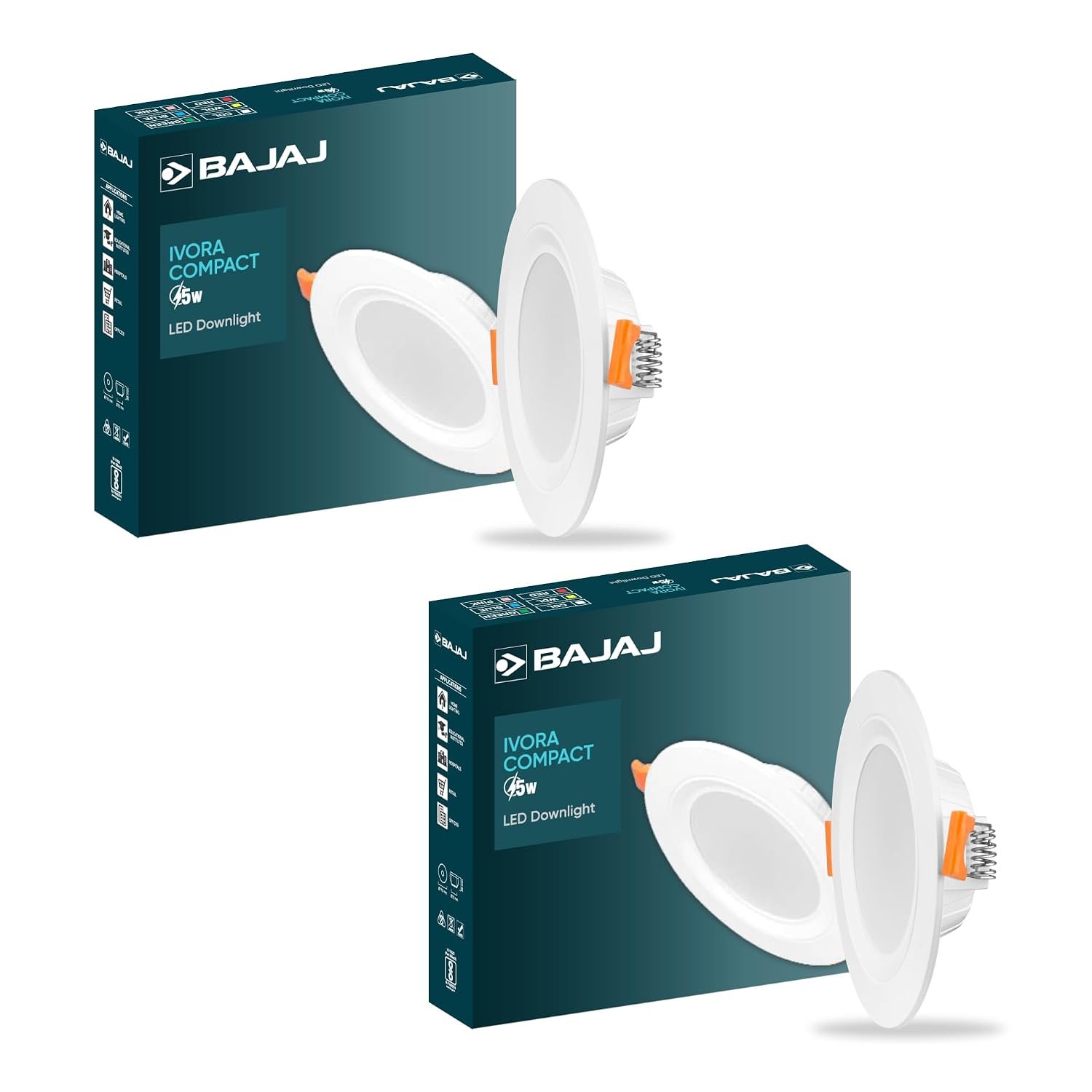 Bajaj Polycarbonate Ivora Compact Downlight | 5W LED Downlight | for Smaller Spaces | Long Life of 25000 Hours | Soothing Light (Pink, Pack of 2)