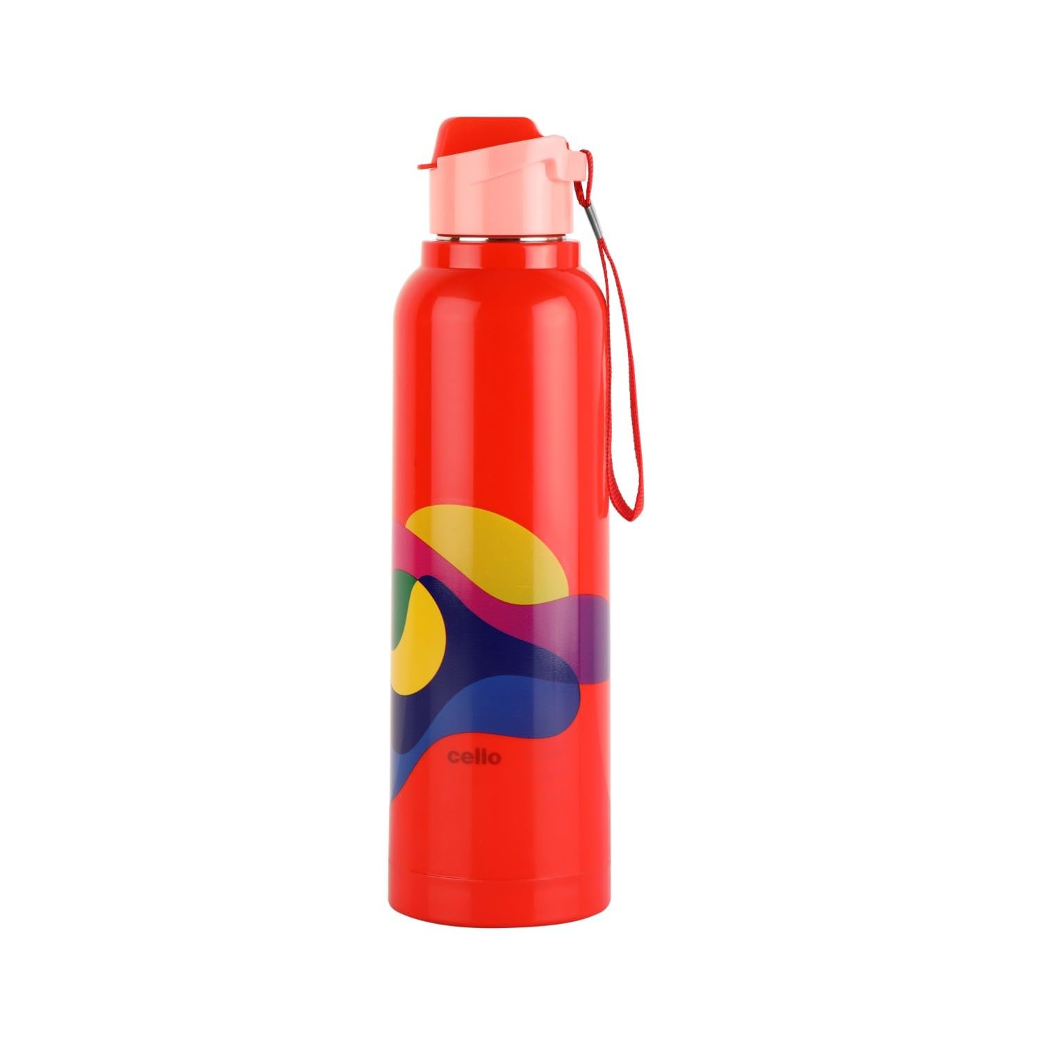 CELLO Puro Steel-X Benz Pro 600 | Leak Proof | Wide Mouth & Easy to Open | Insulated Inner Steel Outer Plastic Water Bottle | 520ml| Red