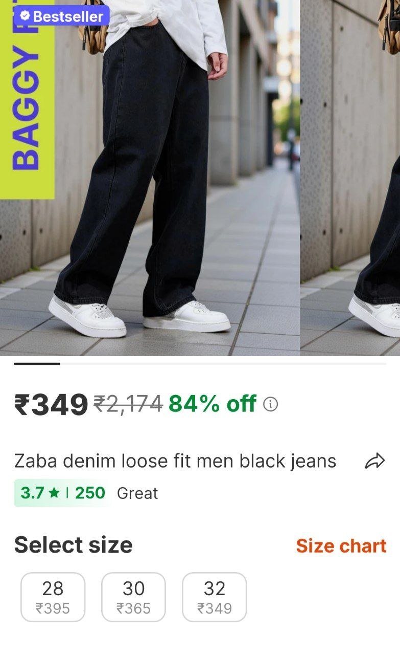 zaba denim loose fit men black jeans