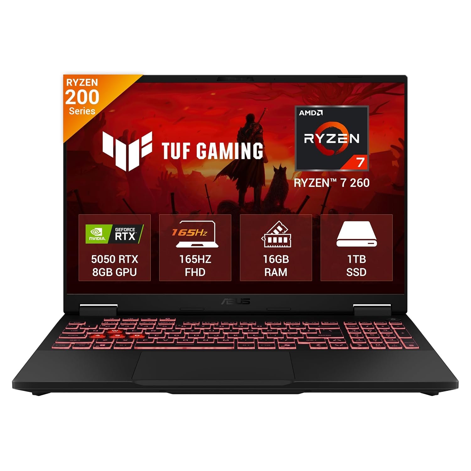ASUS TUF A16 (2026), AMD Ryzen 7 260, RTX 5050-8GB, 16GB RAM, 1TB SSD, FHD+, 16", (40 cm), Windows 11 Home, M365 Basic(1 Year)* Office 2024, Jaeger Gray, 2.2 Kg 1 Year Brand Warranty
