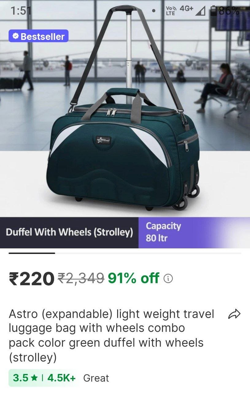 astro expandable light weight travel luggage bag with wheels combo pack color green duffel with whee
