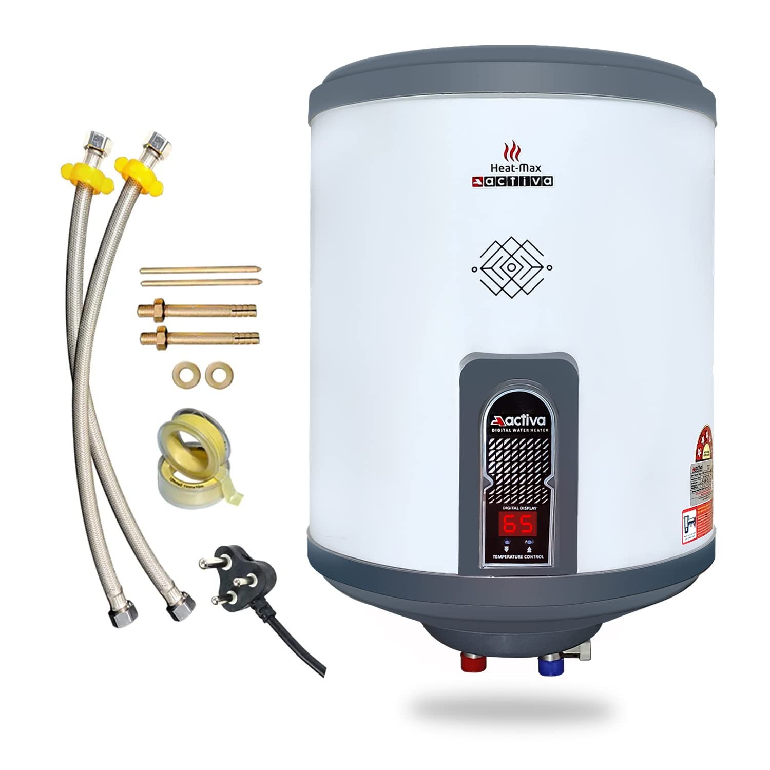 Activa 15Ltr Storage Water Geyser (2kva) BEE 5 Star Rated Anti Rust Coated Geyser Heat-Max (0.7MM SS Tank) With Digital Display, Suitable For High Rise Buildings, Comes With 5 Years Warranty
