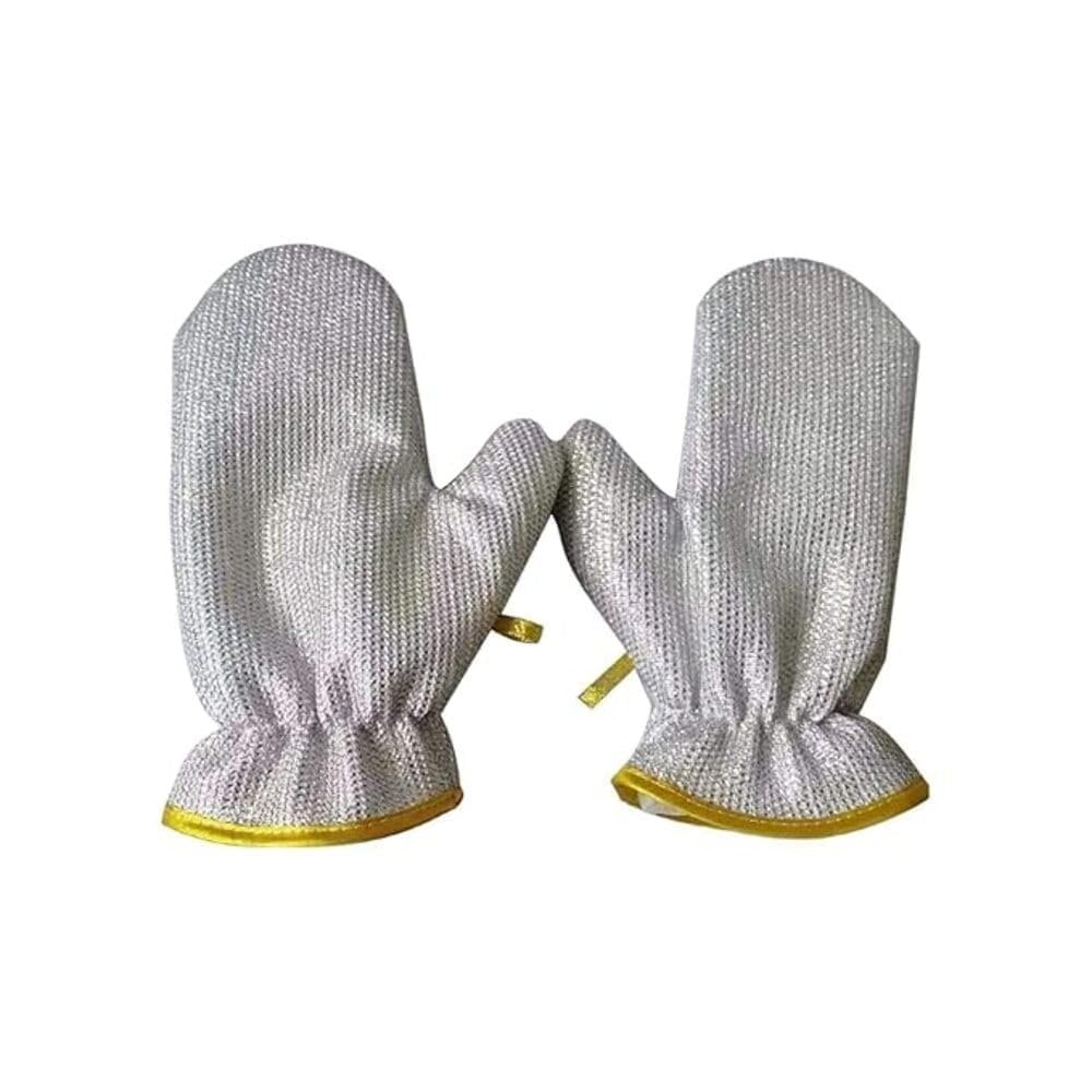 Non-Scratch Wire Dishwashing Hand Gloves - Stainless Steel Scrubber Glove for Washing Dishes & Utensils, Machine Washable, Reusable Kitchen Glove Non-Scratch, MultipurposeCleaning Gloves (1 Pair)