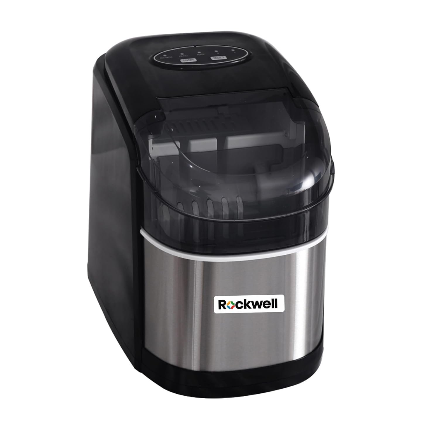 Rockwell IM12BSS Countertop Ice Maker Machine | 9 Ice ready in 8 mins |Self-Cleaning Function| 1 Year warranty | Portable Ice Maker with Ice Scoop & Basket for Home/Kitchen/Party/Camping - Black