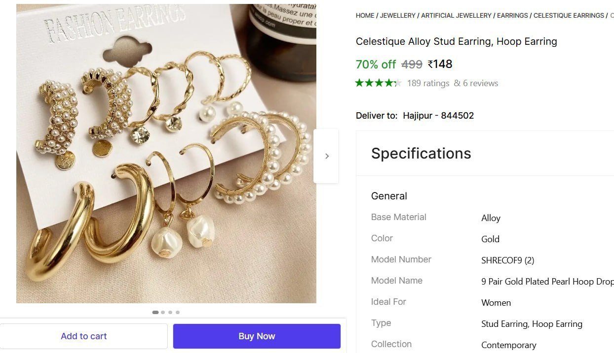 celestique alloy stud earring hoop earring