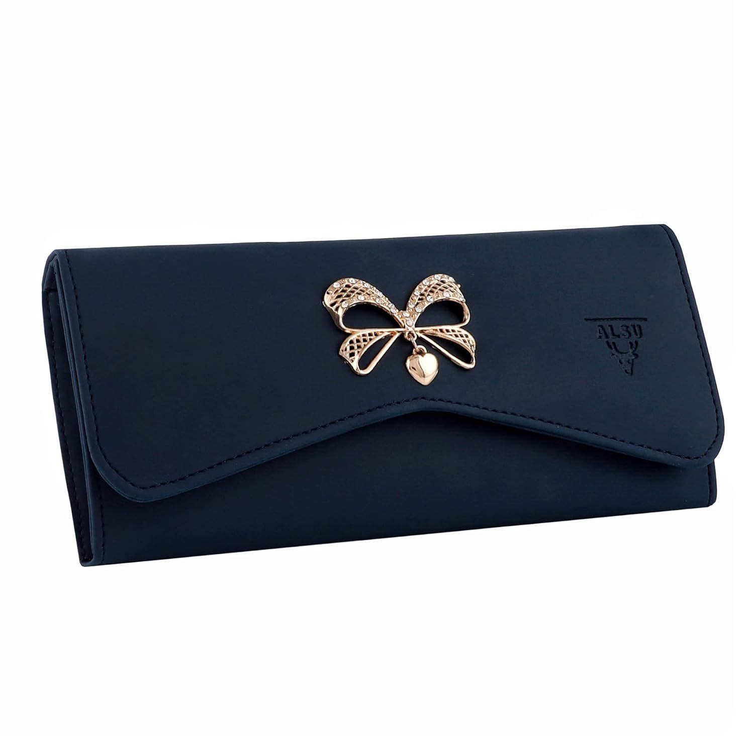 ALSU Women's Peacock Blue Vegan Leather Hand Clutch Wallet Purse | 4 Card Pocket (gdu-015peablu)