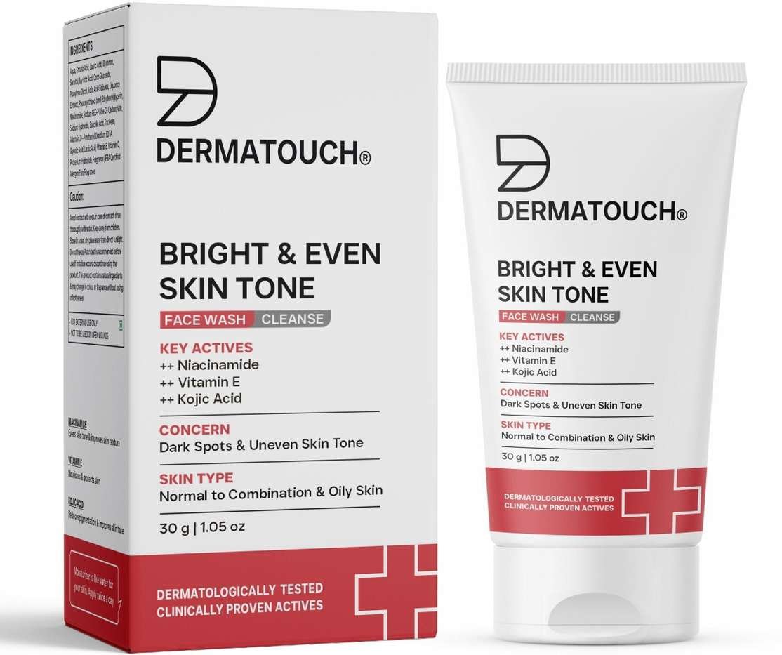 dermatouch bright even tone niacinamide vitamin e kojic acid men women all skin types face wash