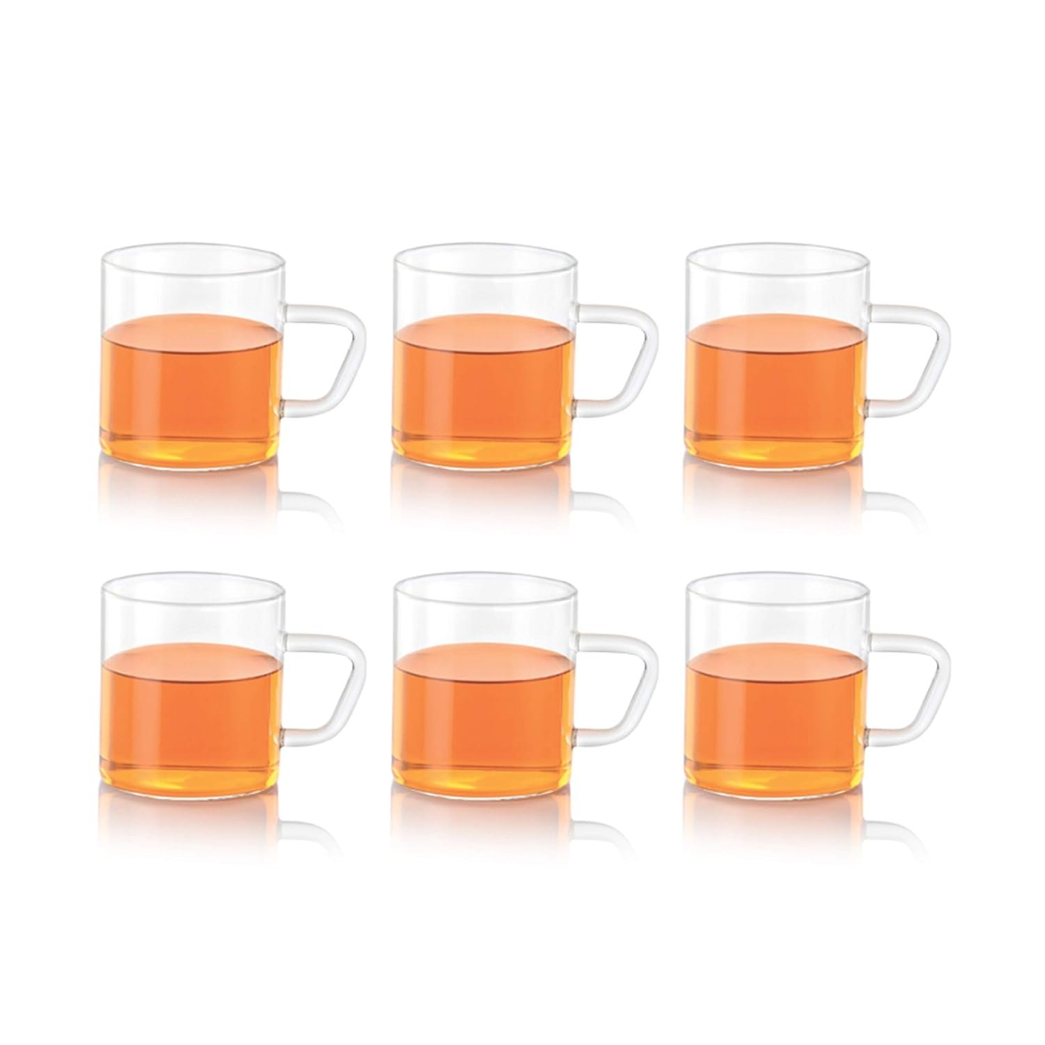 Borosil Vision 6 Pcs Tea n Coffee Borosillicate Glass 190 ml Classic Mug Set | Microwave Safe, Scratch Resistance, Lightweight | for Chai, Green Tea, Milk | Transparent (Transparent)