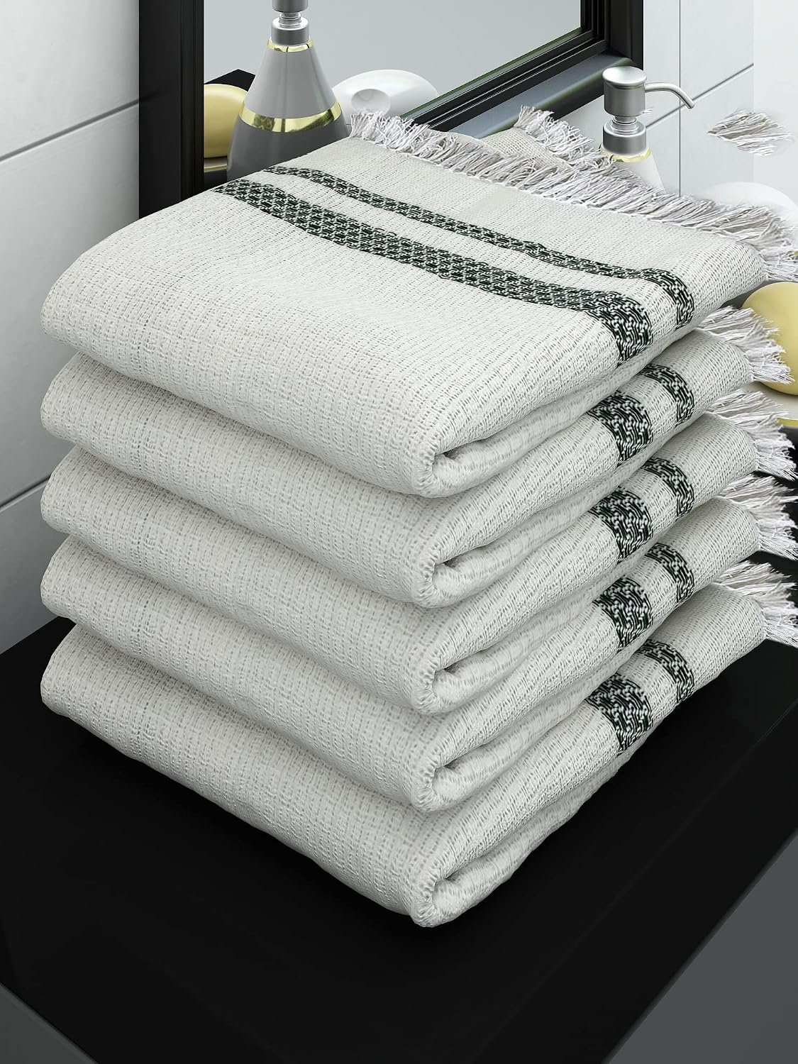 Athom Living Ecosaviour Premium Cotton Bath Towel Pearl White (Pack of 5)