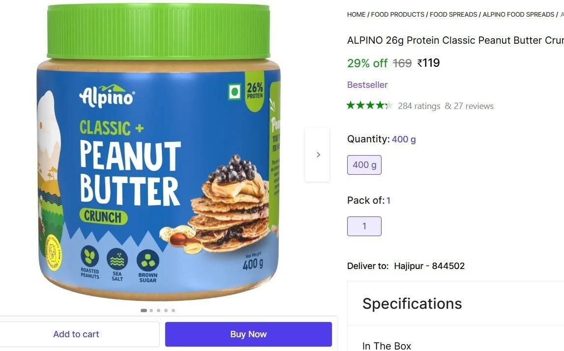 alpino classic peanut butter crunch 400 g 400 g