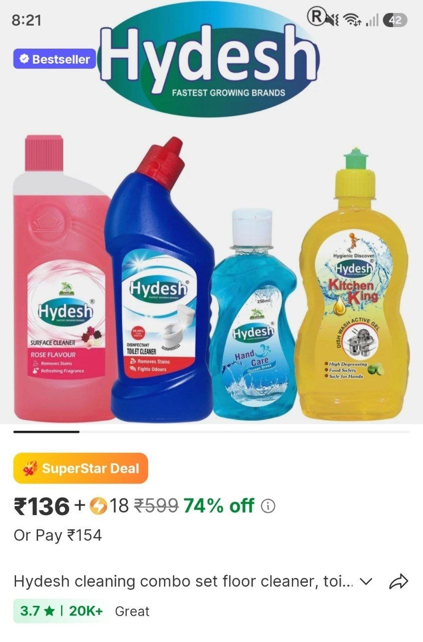hydesh cleaning combo set floor cleaner toilet cleaner dish wash hand wash liquid toilet cleaner