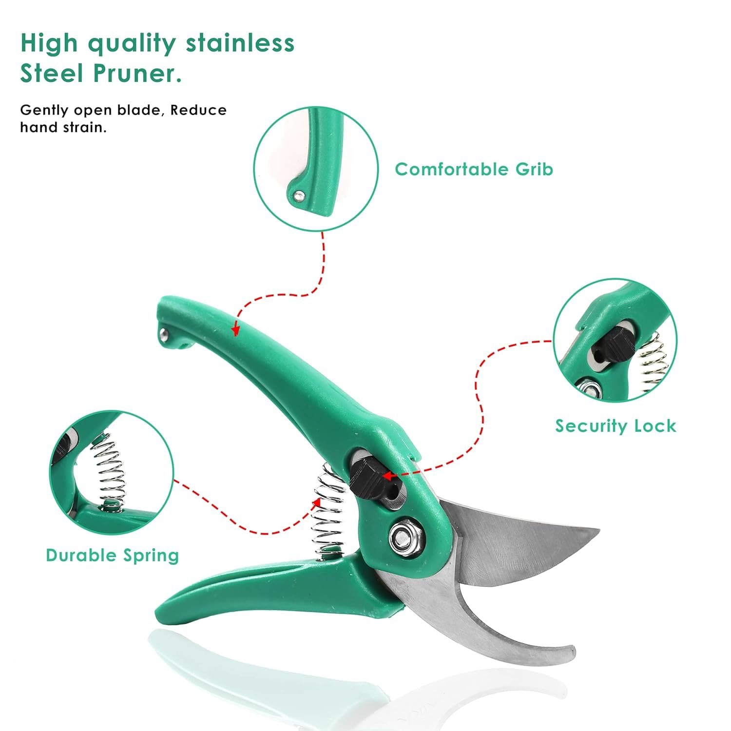 Ocean Mart Assorted Hand Pruner Cutter - 1 Pc (Steel Blades) Heavy Duty Gardening Cutter Tool | Wood Branch Trimmer | Grass Cutting Accessory | Plant Cutter for Home Garden