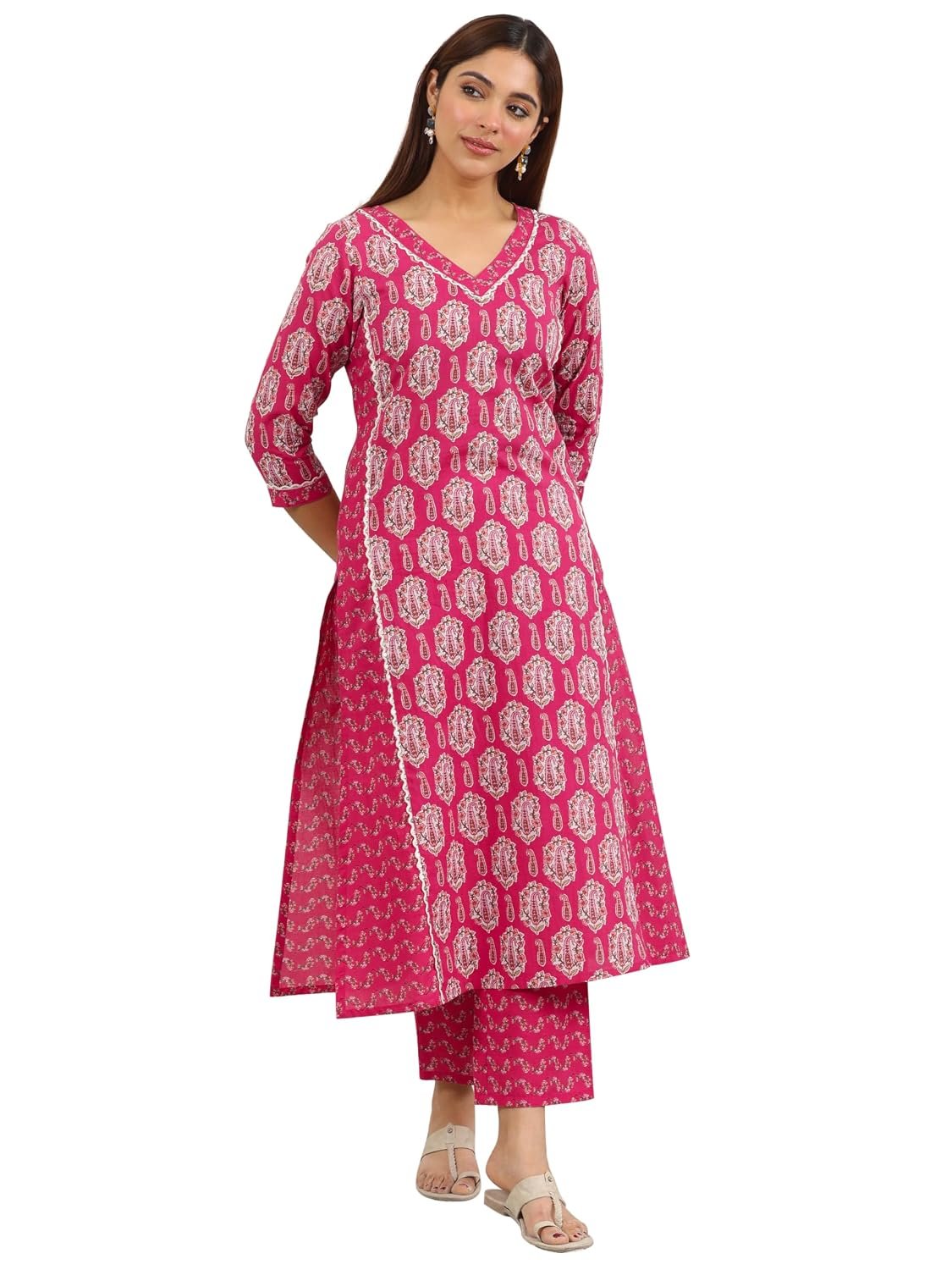 Libas Printed Pure Cotton Straight Kurta with Trouser Suit