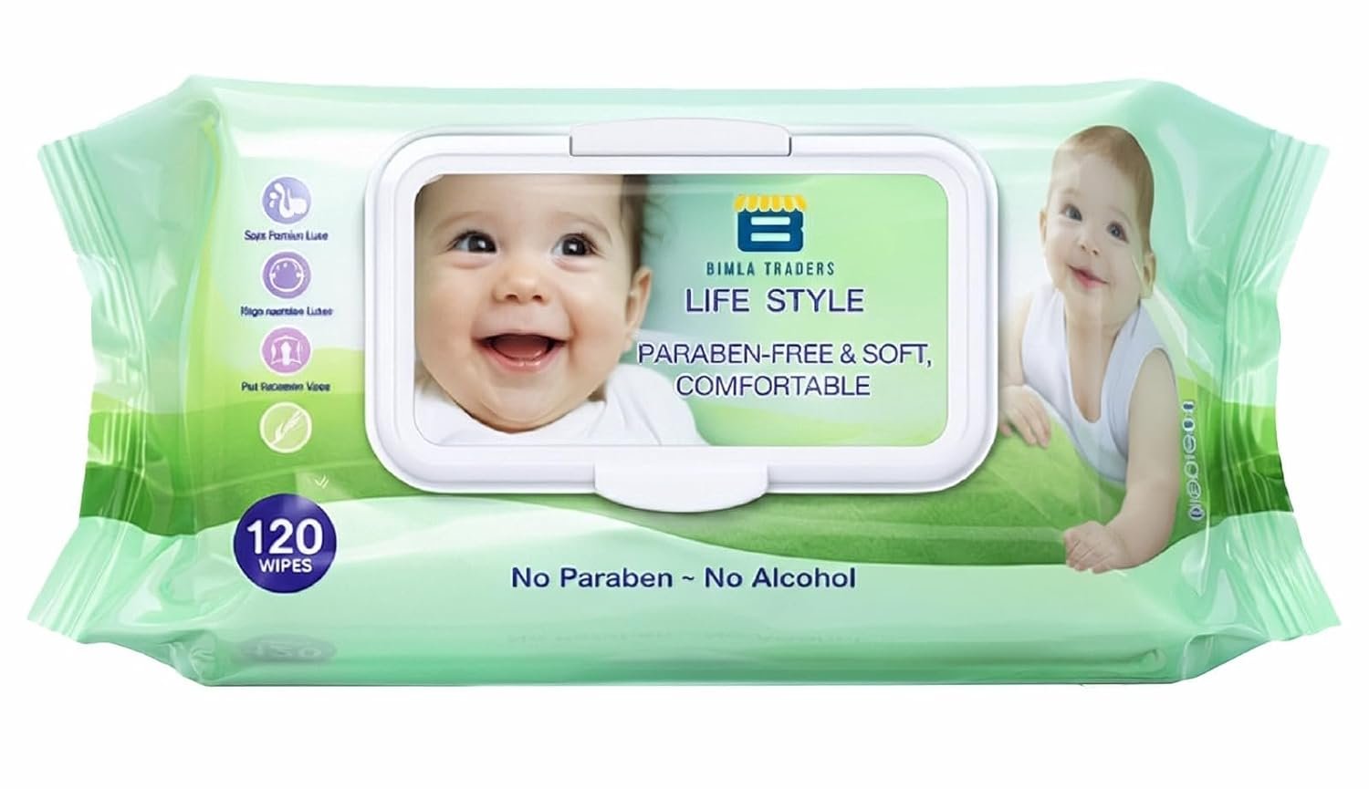 Btag Soft Natural Baby Wipes | Natural & Gentle Care | Ultra-Soft, Baby-Friendly Wet Wipes for Daily Use 120 Piece Pack (Pack of - 1)