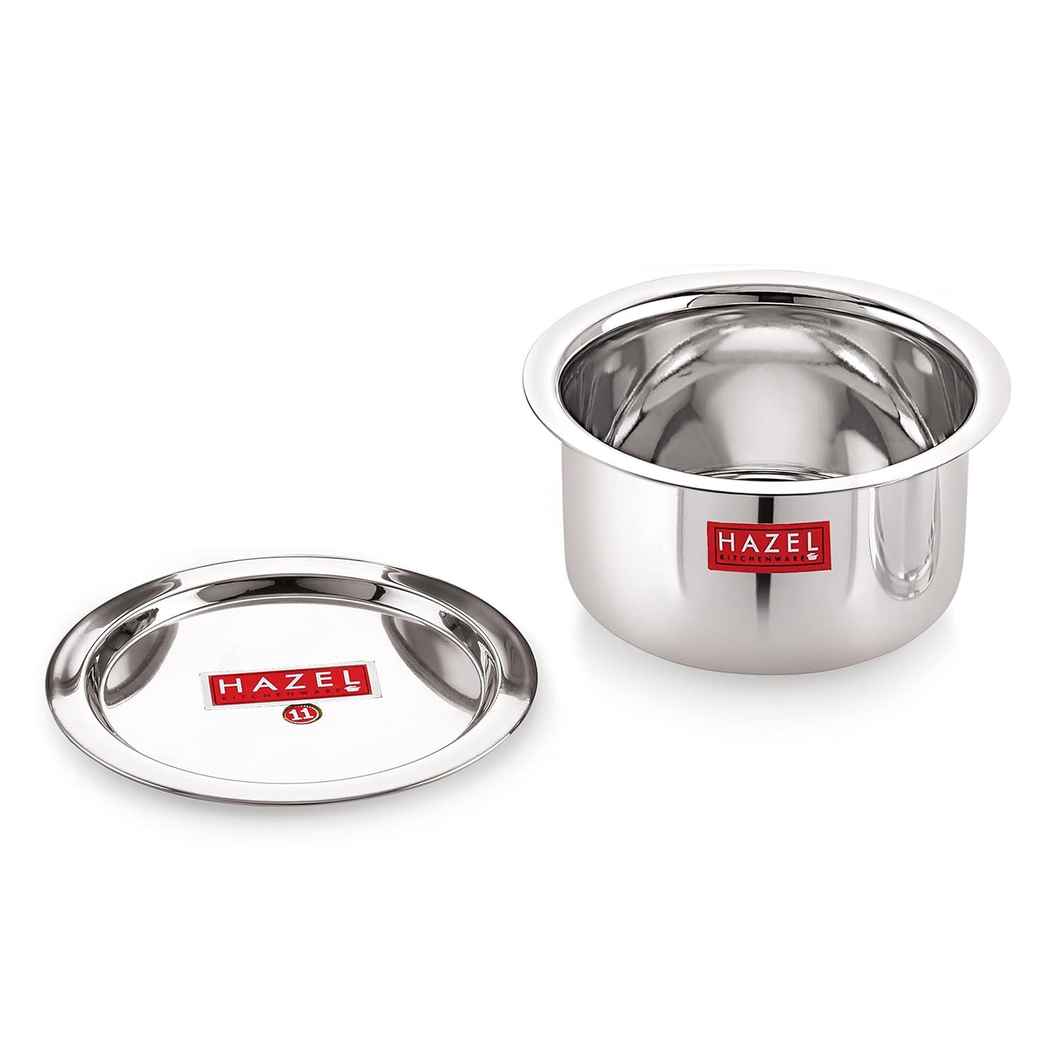 HAZEL Stainless Steel Tope Patila with Lid | 1400ml Heavy Gauge Flat Bottom Bhagona Dekchi | 18cm Boiling Vessel for Milk & Cooking