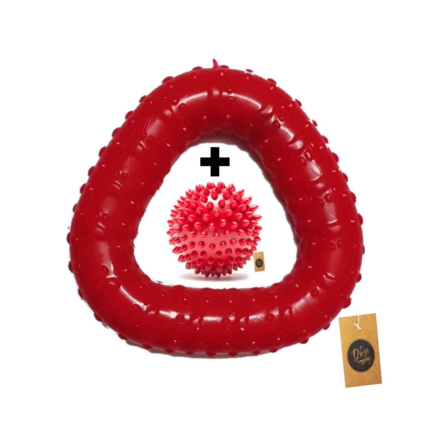 The Pets Company, Rubber Spiked Ball Dog Chew Toy and Triangle Puppy Teething Toy for Puppies & Small Dogs