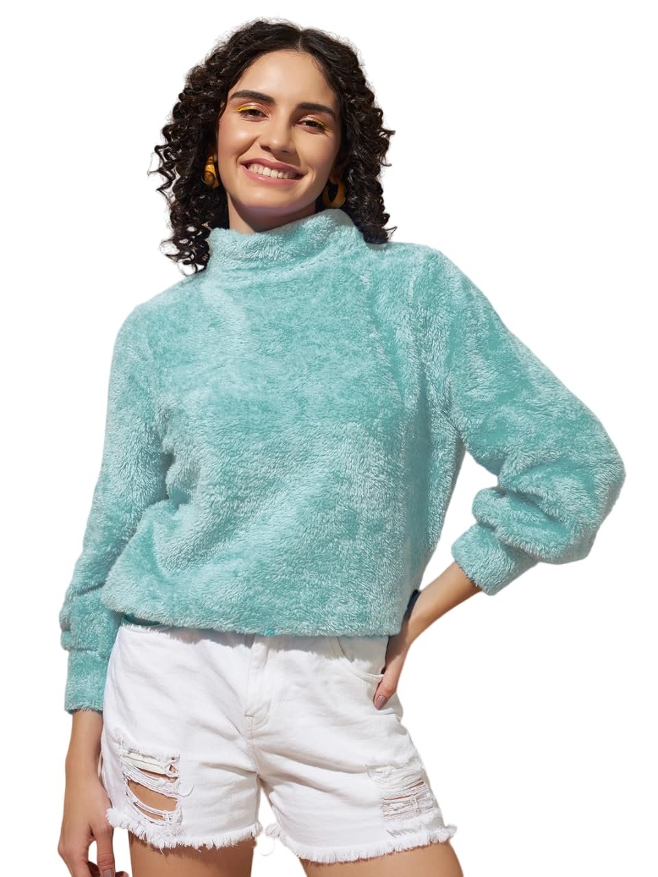 THE DRY STATE Women's Fur Pull Over With High Neck