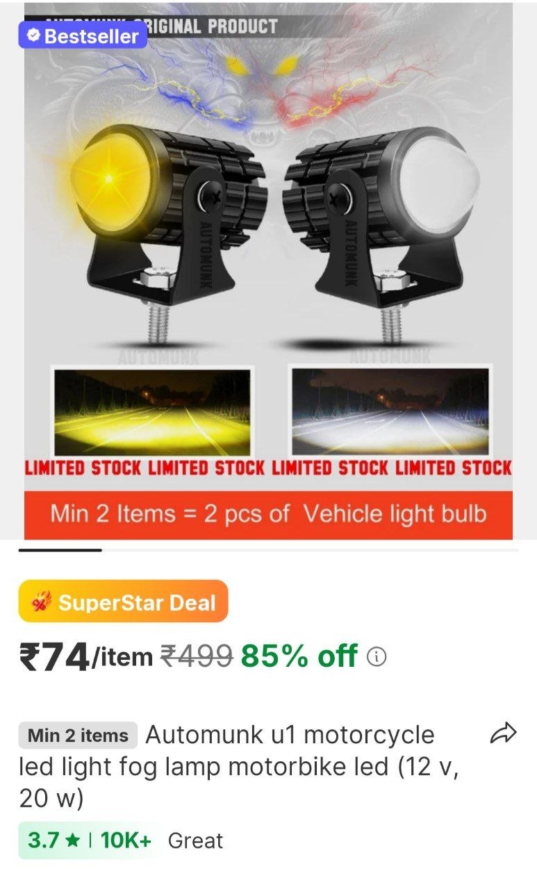 automunk u1 motorcycle led light fog lamp motorbike led 12 v 20 w