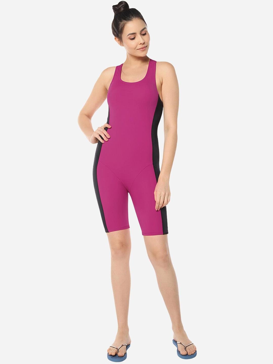 Buy Amante Colourblocked Padded Sleeveless Swim LegSuit -  - Apparel for Women