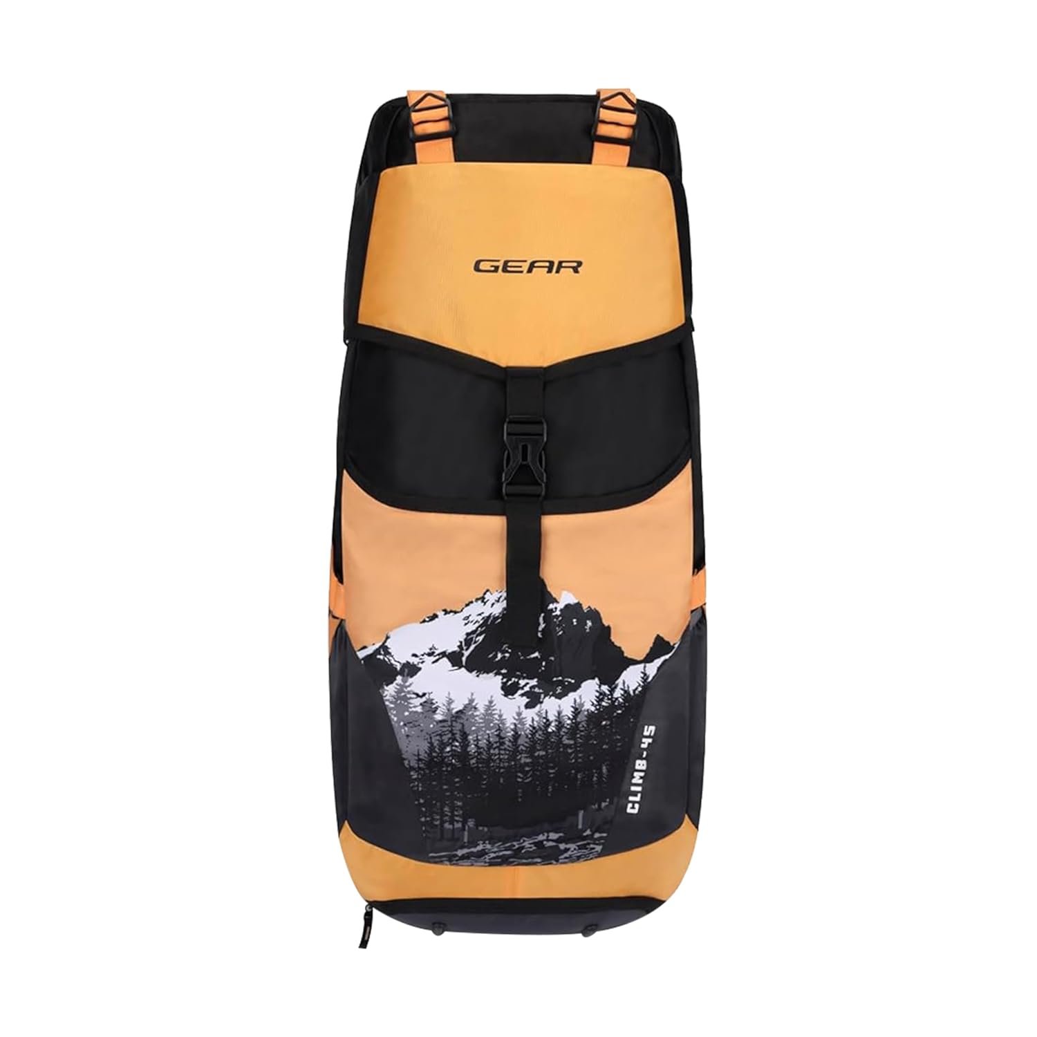 Gear Climb 45L Extra Large Water Resistant Rucksack/Travel bag/For Men & Women(Black - Yellow)