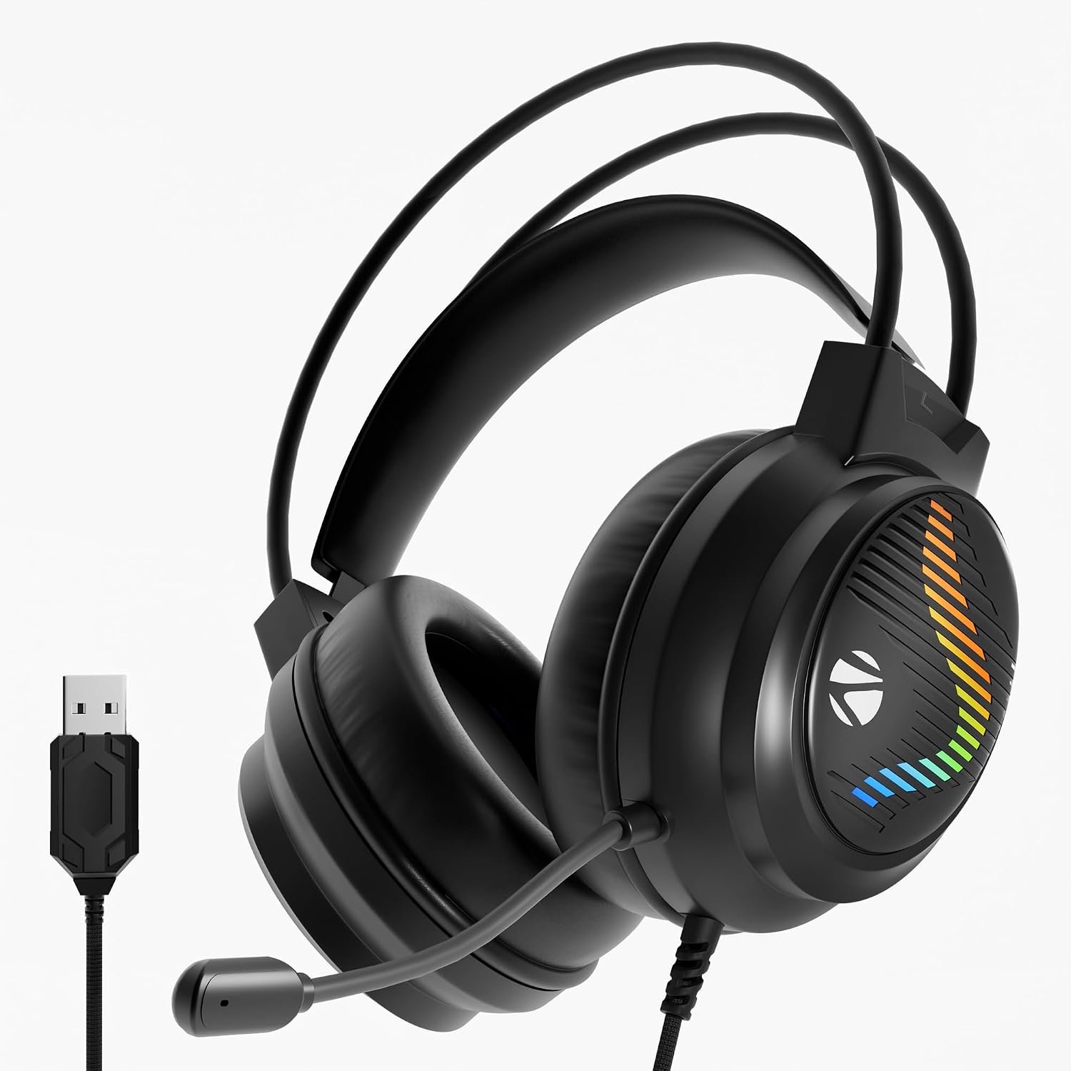 Zebronics Jet 7.1 Ultra Gaming Headset, Hi-Res Audio, 7.1 Surround Sound, 50mm Neodymium Drivers, Advanced Windows Software, Flexible Mic, Multicolor LED, 2m USB Braided Cable, PC & Laptop Compati
