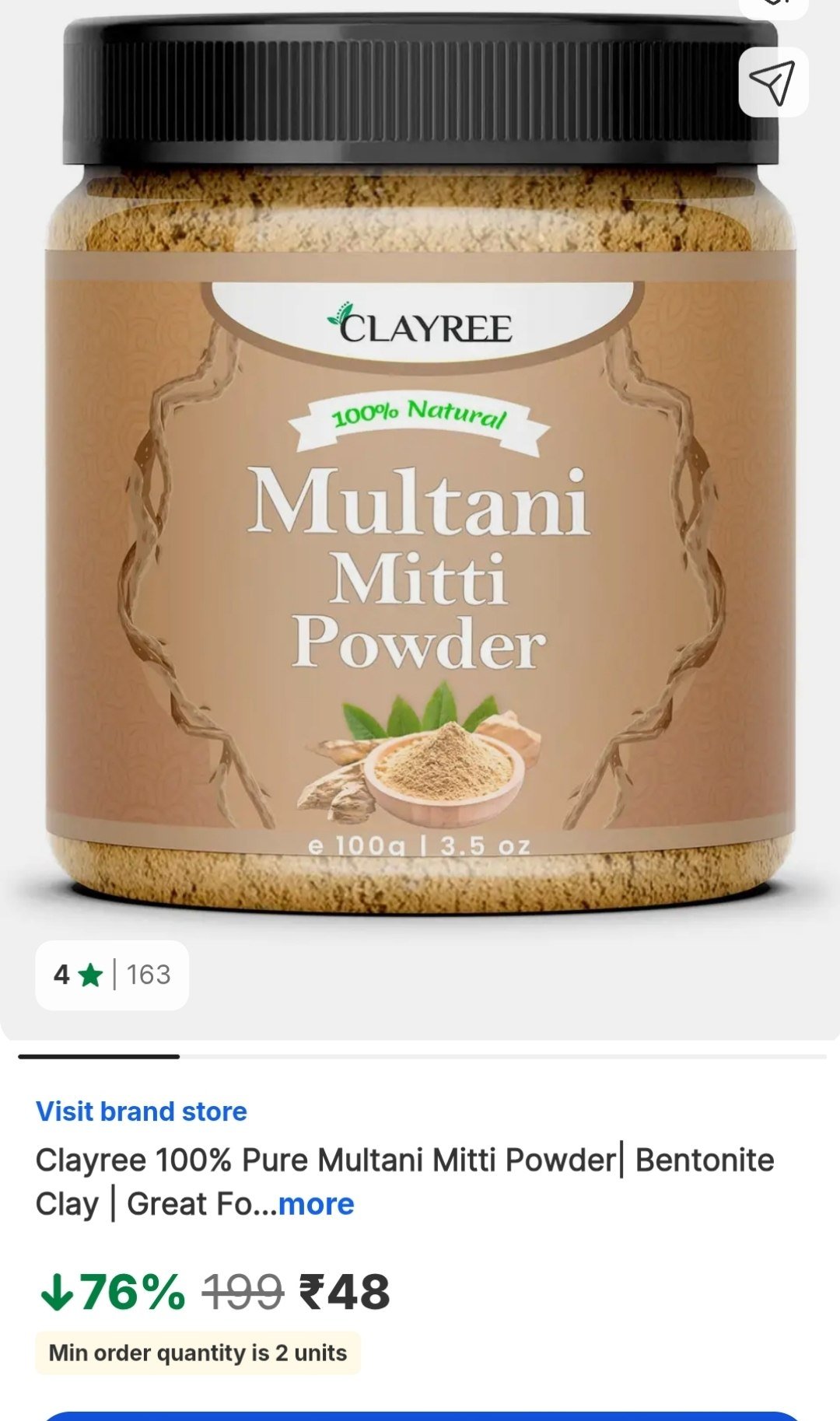 clayree 100 pure multani mitti powder bentonite clay great hair face skin