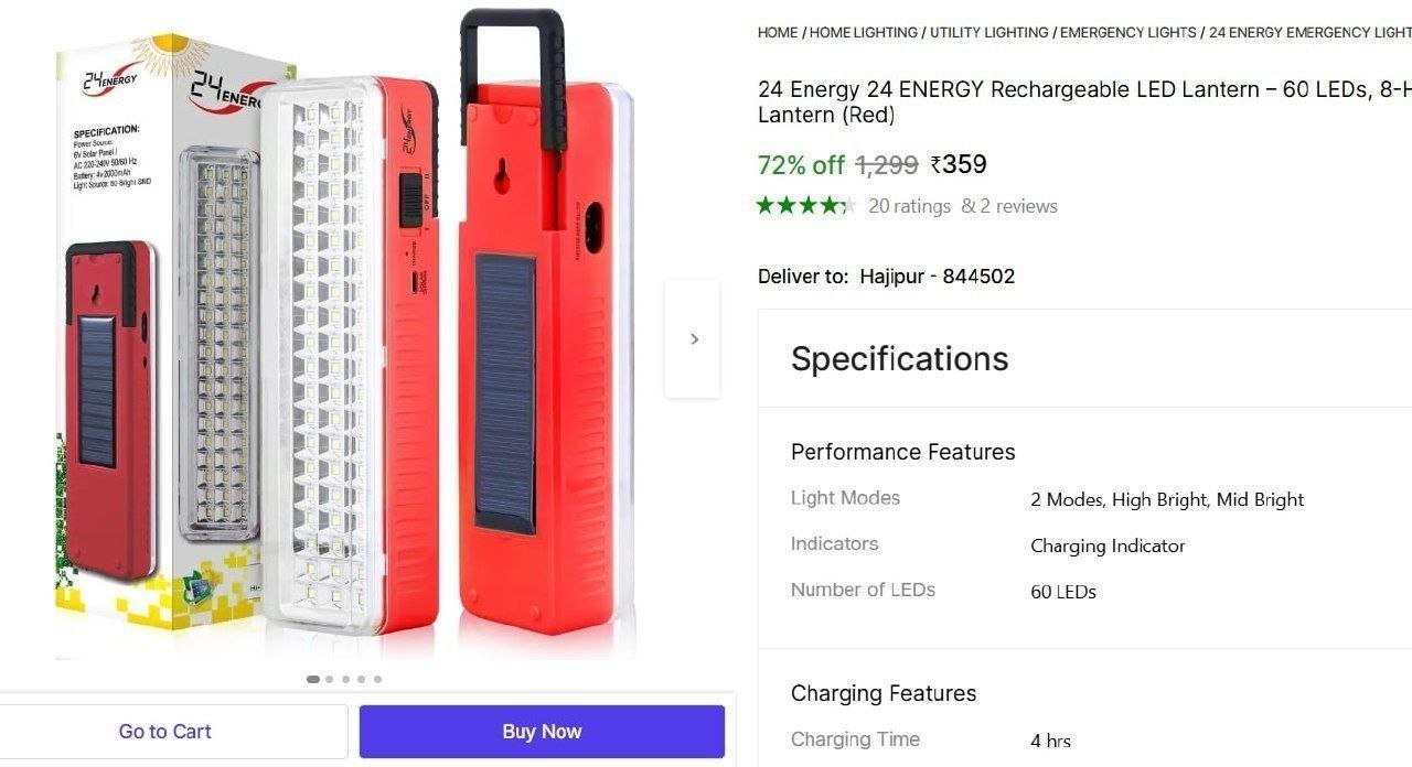 24 energy rechargeable led lantern 60 leds 8 hour backup emergency light