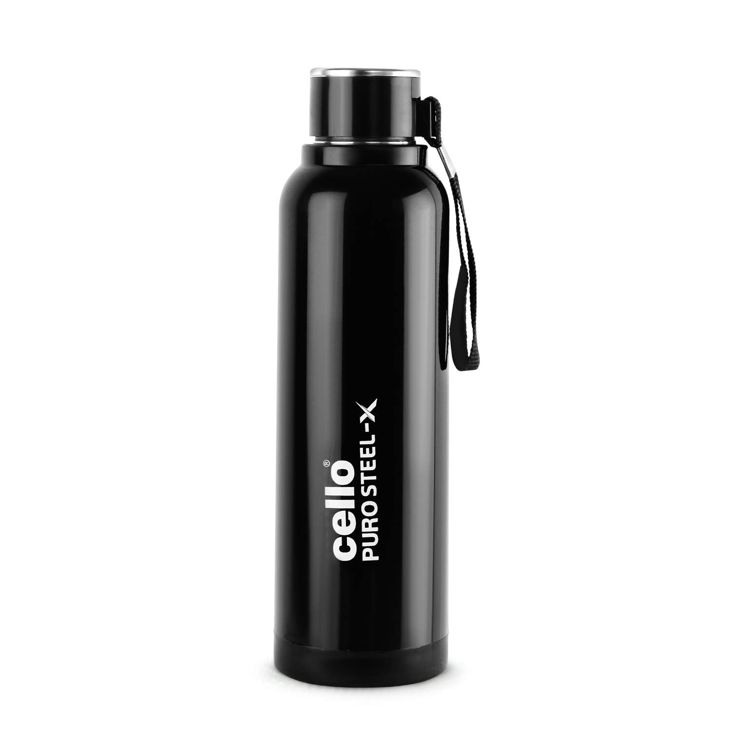 Cello Puro Steel-X Benz 900 Inner Steel Insulated Water Bottle 650 ml, Black | ISI Certified, BPA Free, Leakproof | Sturdy & Durable | Ideal for Office, College, Gym, Cycling, Camping & Outdoo