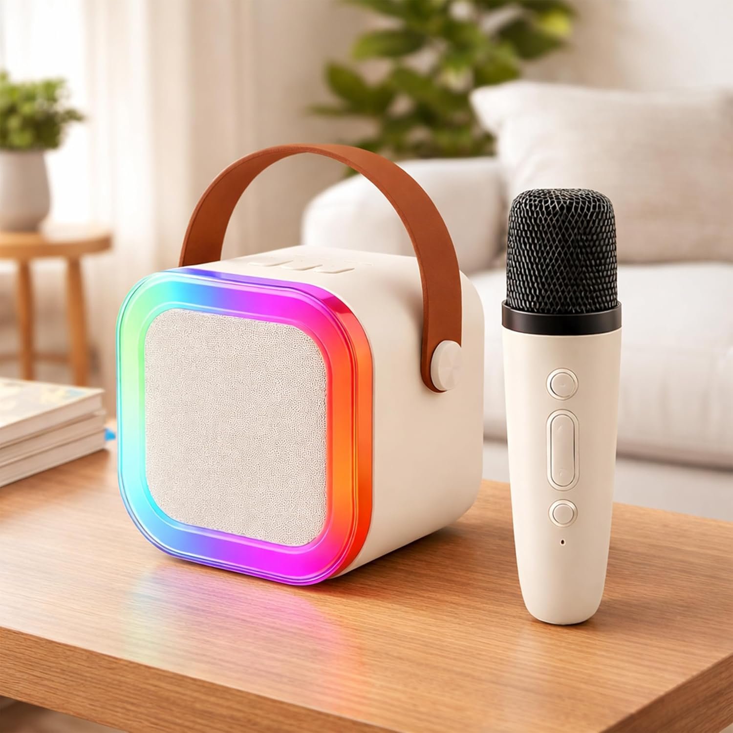 Toyshine Wireless Karaoke Microphone with Portable Bluetooth Speaker inbuilt with Dynamic Lights for Birthday Family Home Travel for Girls Boys & Toddlers Ages 4 & Above