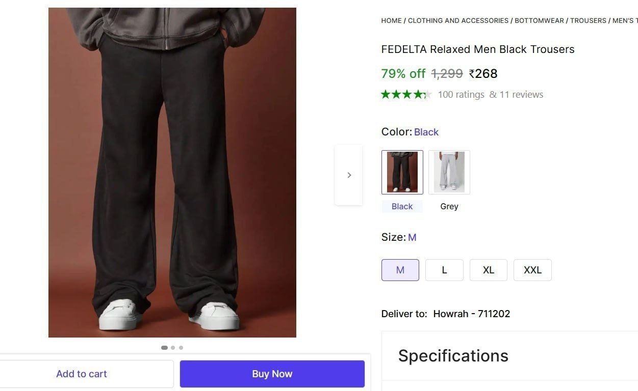 fedelta relaxed men black trousers