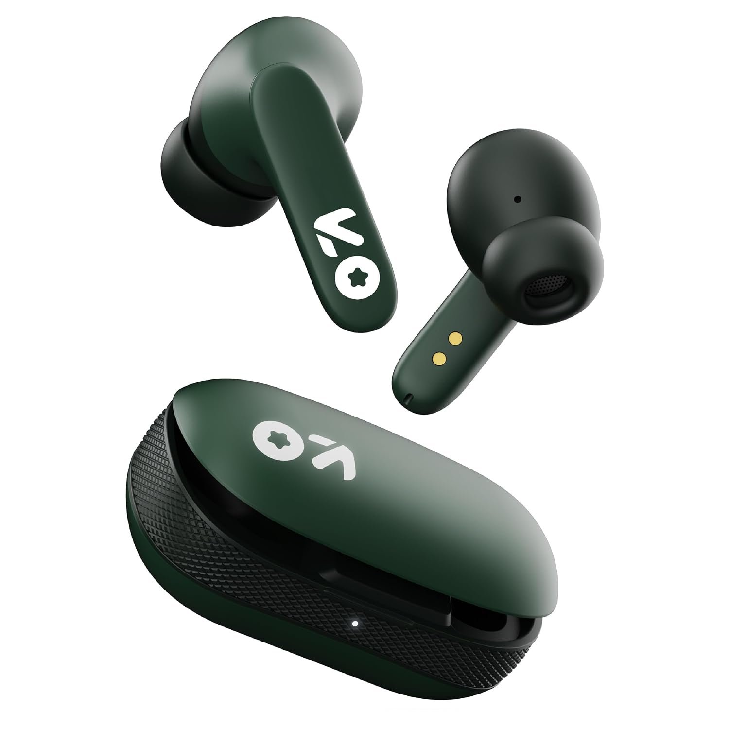GOBOULT Y1 Ear Buds Wireless with 50Hr Playtime, Clear Calling ENC Mic, Low Latency Made in India, Gaming, 10mm Bass Drivers Earbuds Buds TWS Bluetooth (Black) (Green)