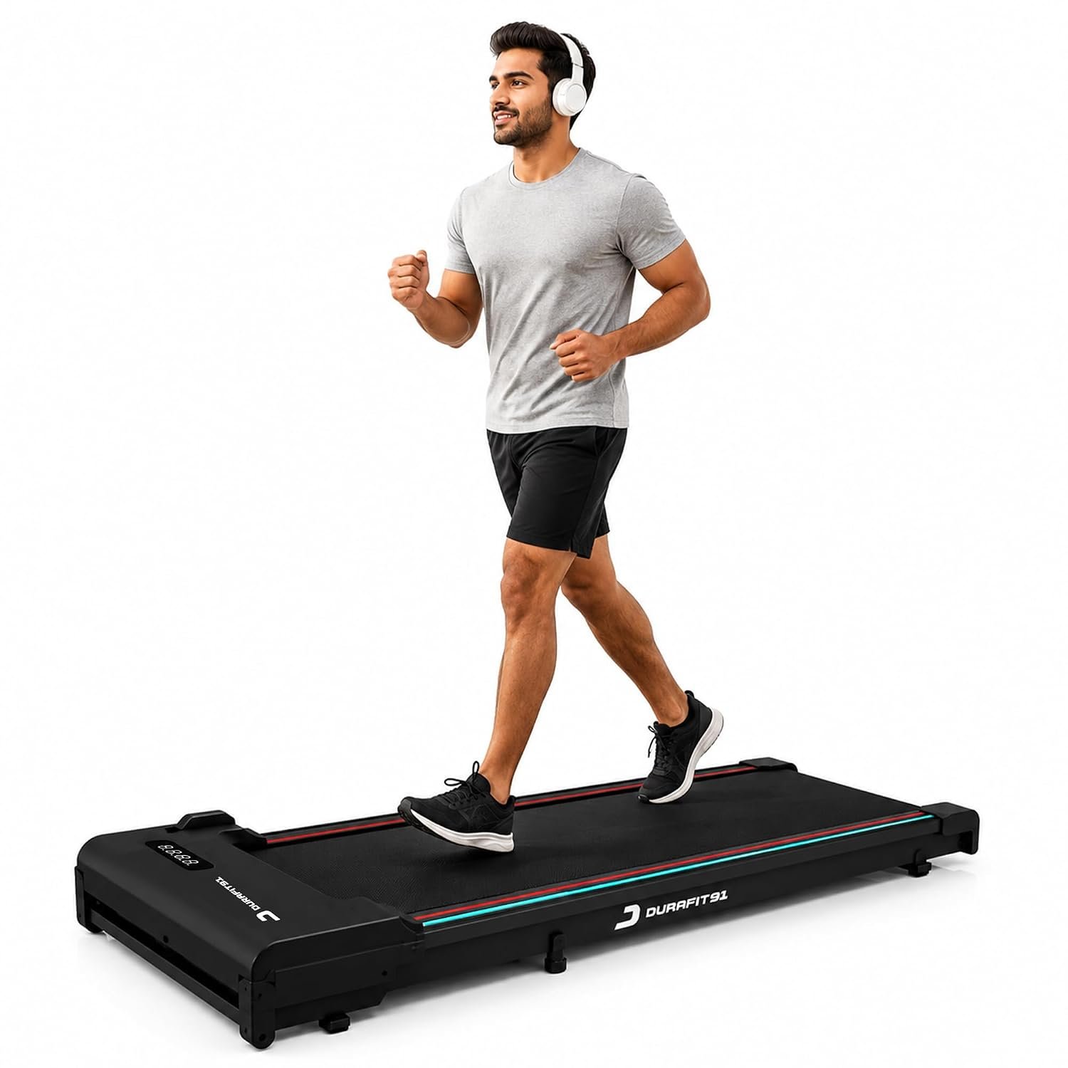 Durafit91™ Wiggl Vibration Walkpad for Home | 3HP Peak Motorised Walking Pad| 10 km/h Speed | 120 kg Capacity| Walking, Jogging & 4 Level of Vibration Massage | LED Display | Remote Control | Blac