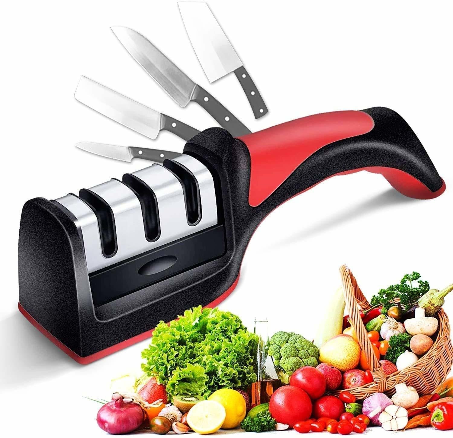 ARTO Advanced 3 Stage Knife Sharpener - Manual Knife Sharpener Tool for Kitchen Knives, Steel Knives