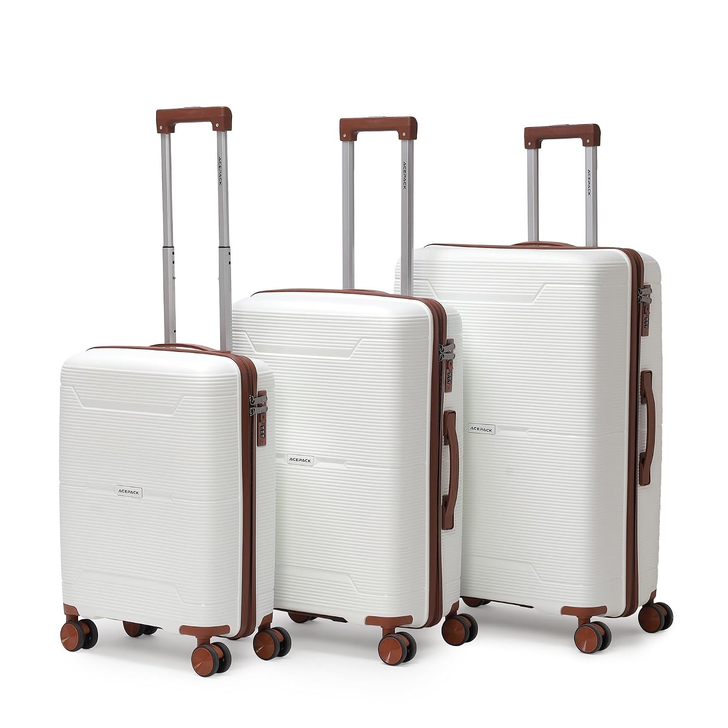 VLITE Columbia Set of 3 (S+M+L) Lightweight Polypropylene Suitcase | Anti-Theft Double Zipper | Built-in Number Lock | Spacious & Durable Luggage | 3-Year Warranty
