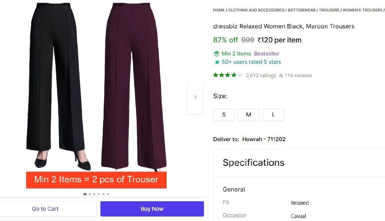dressbiz relaxed women black maroon trousers